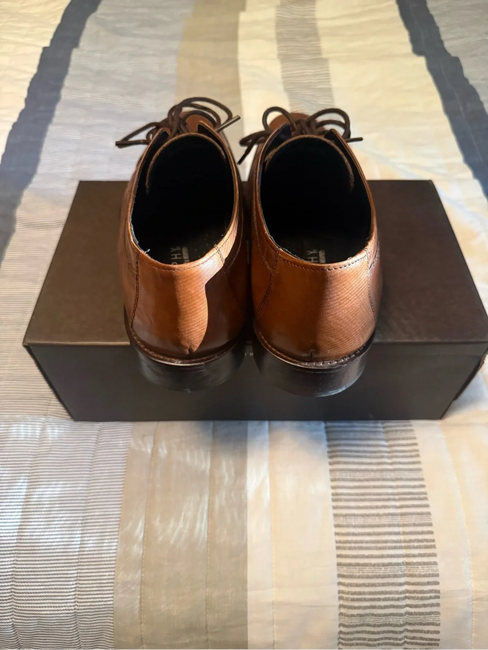 Johnston & Murphy Calfskin Brown Leather Derby Dress Shoes